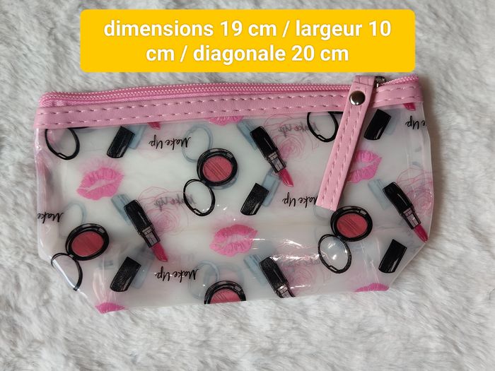 Trousse transparente Make Up rose – maquillage voyage 19x10 cm - photo numéro 7