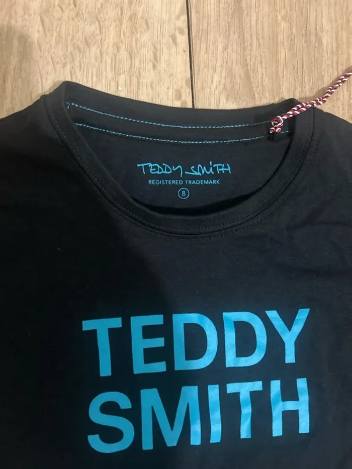 T-shirt Teddy Smith noir logo bleu 8ans - photo numéro 2