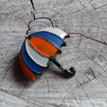 Broche vintage colorée parapluie