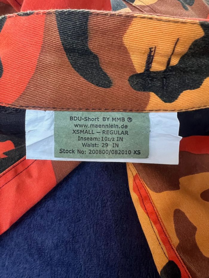 short camo militaire orange jaune bdu maennein taille xs neuf avec default - photo numéro 4