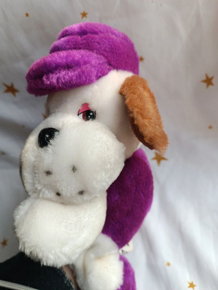Peluche plush teddy doudou chien dog doggy violet parme casquette chapeau cap cp c.p c p playmaker - photo numéro 7