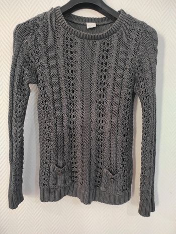 Pull ajouré gris T2