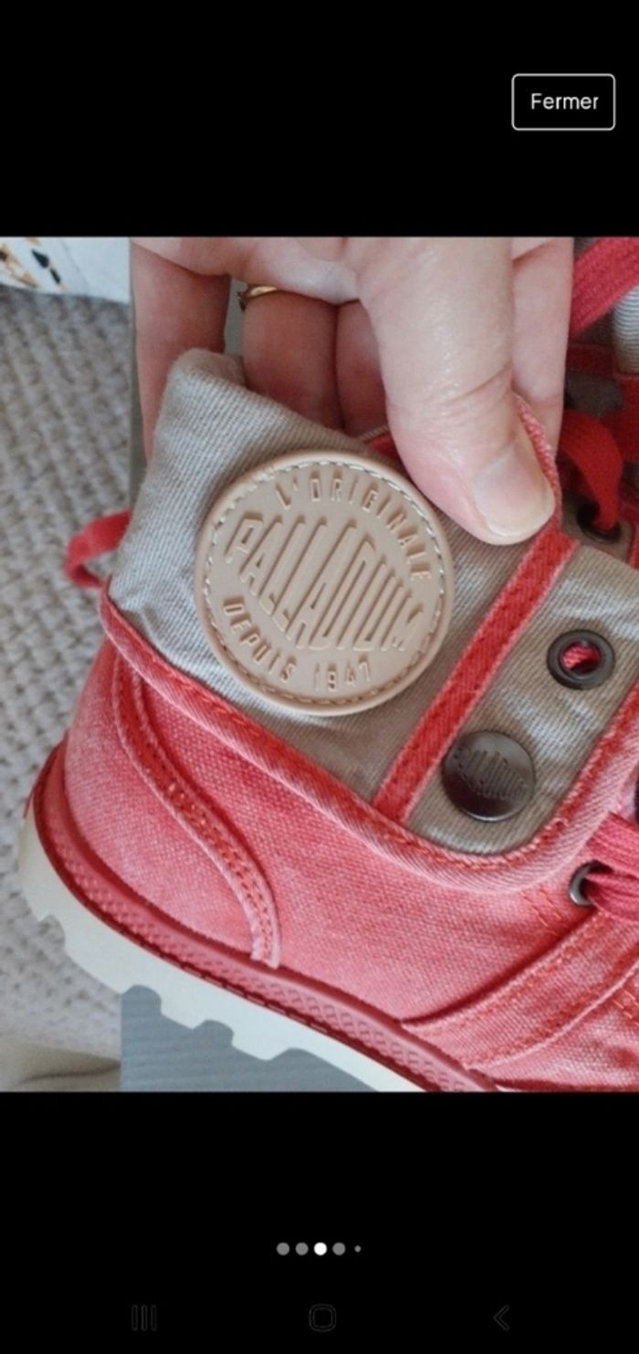 Jolies palladium baskets hautes p 37 rouge beige delaves - photo numéro 4