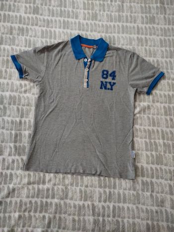 Tee-shirt polo manches courtes gris bleu Redskins 16 ans
