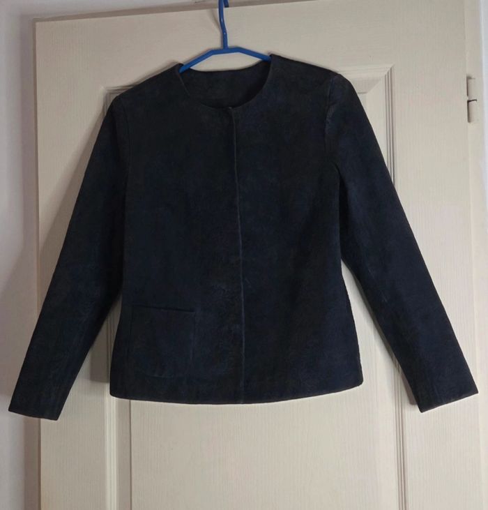 Veste & Other Stories cuir velours bleu marine – T34 – chic & intemporelle - photo numéro 6