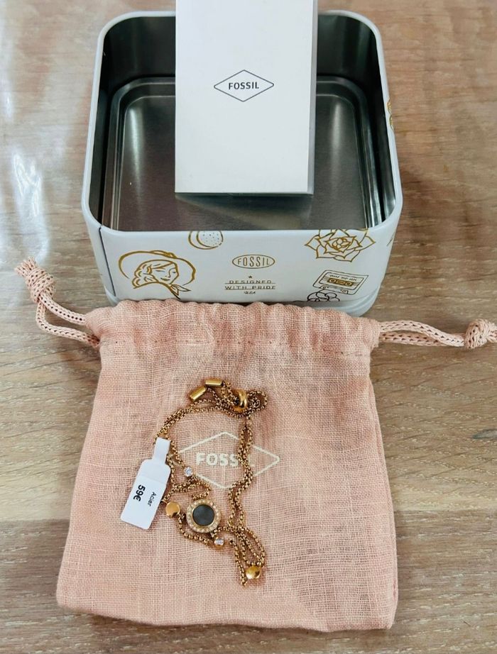 Parure collier et bracelet fossil rosegold - photo numéro 3