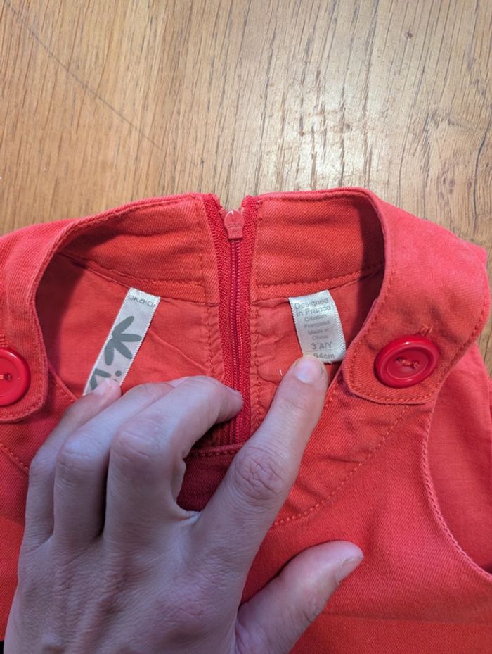 Robe en jean Okaïdi 3 ans rouge - photo numéro 2