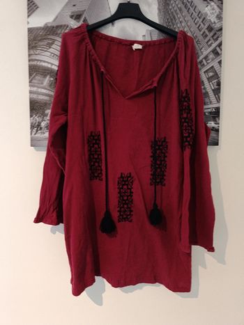Tunique style bohème t 42 bordeaux