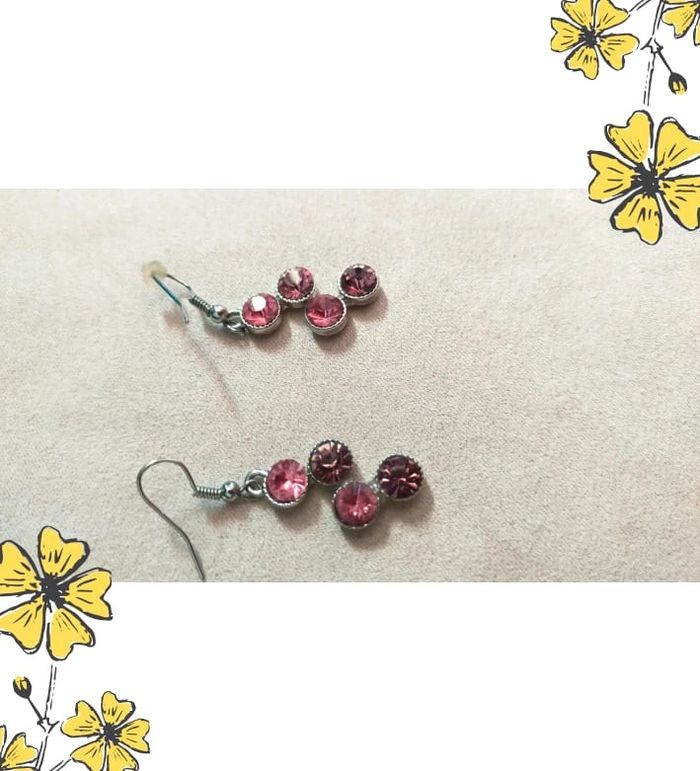 Boucles d’oreilles pendantes argentées & strass rose clair_ Collection Nuances de Rose - photo numéro 5