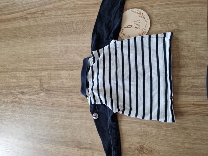 Polo Manches Longues Marinière Bleu Marine Terre de Marins - 6 mois - photo numéro 4