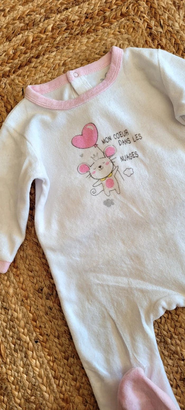 Joli Body Pyjama Dors-bien blanc et rose 6mois - photo numéro 3
