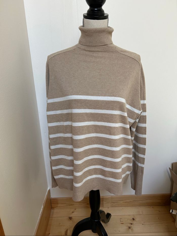 Pull à col roulé beige - taille 42-44
