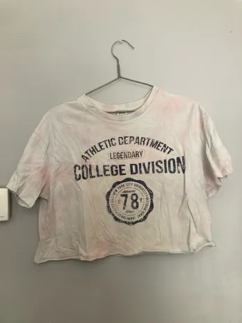 T-shirt Pimkie oversize coupe courte – Taille XS – Rose pâle et blanc