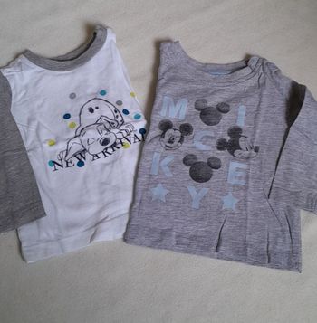 2 t-shirts manches longues 3-6 mois