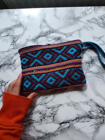 Pochette en tissu multicolore vintage aztèque