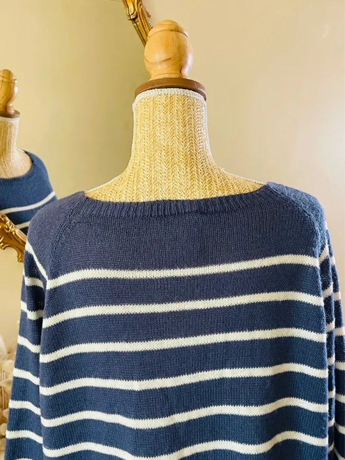 sublime Pull mariniere rayures bleu marine et blanc manches longues col bateau - photo numéro 10