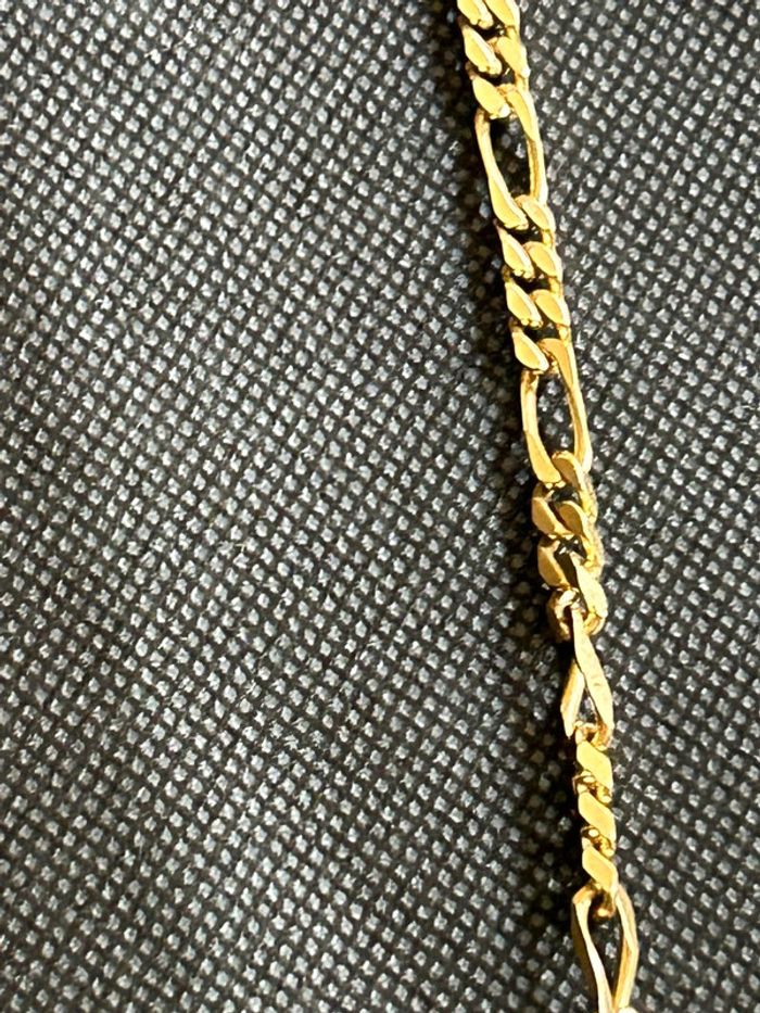 Beau et long collier/chaîne maille «cheval » en plaqué or mixte TBE - photo numéro 4