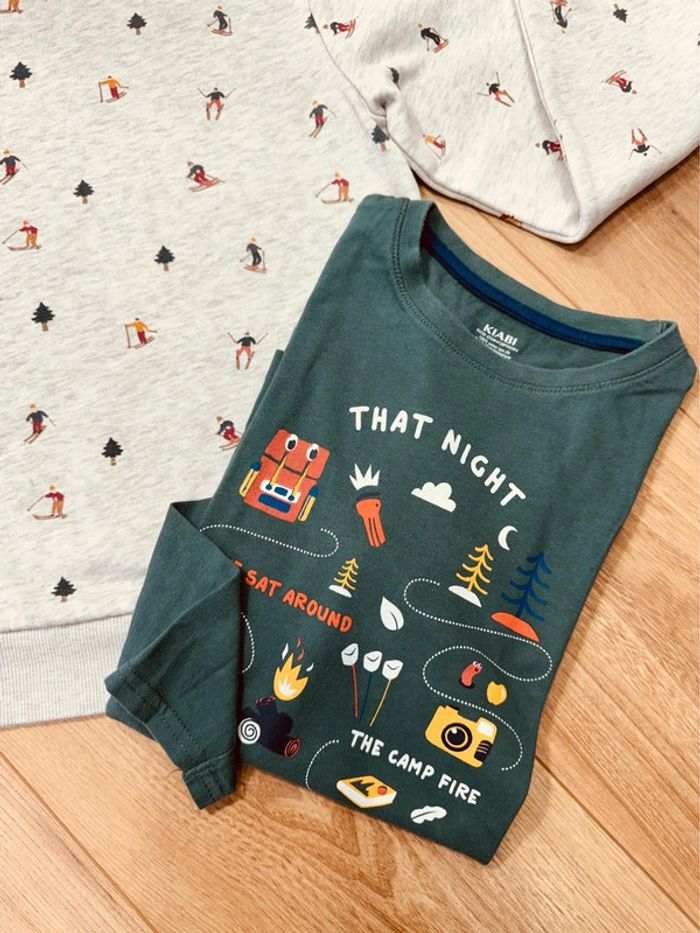 Taille 10 ans pull et teeshirt garçon TAO Kiabi gris vert * ski noel hiver * 🎄 - photo numéro 4