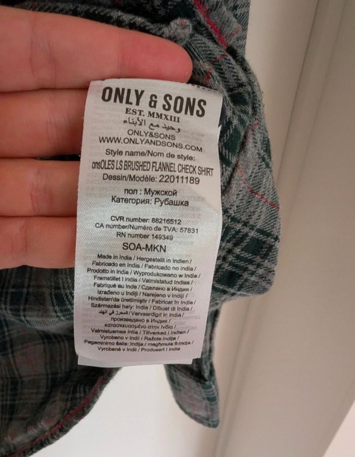 Only & Sons chemise à carreaux gris/vert - Slim - Taille M - photo numéro 5