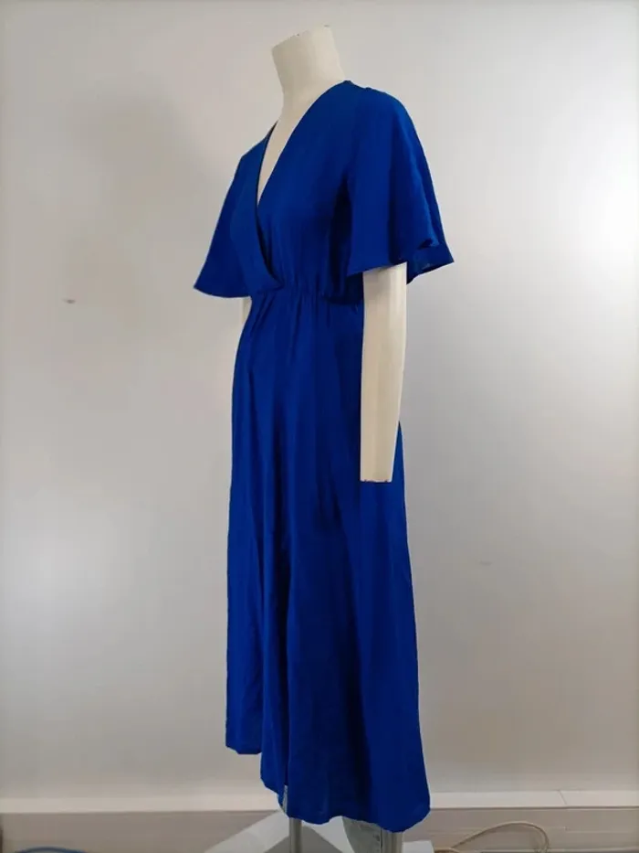 Robe cache-coeur longue bleue été - Neuve Taille unique - fentes, Fabriquée en France A279 - photo numéro 2
