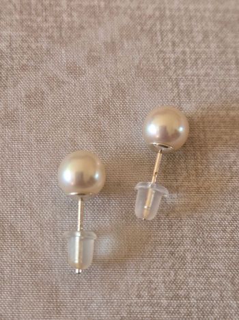 Boucles d’oreilles perles Akoya Japon ~6.8 mm argent
