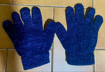 Paire de gant bleu avec fil brillant