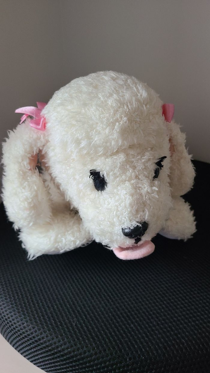 peluche chien blanc coeur rose interactif vintage lansay 2000 marvel - photo numéro 3