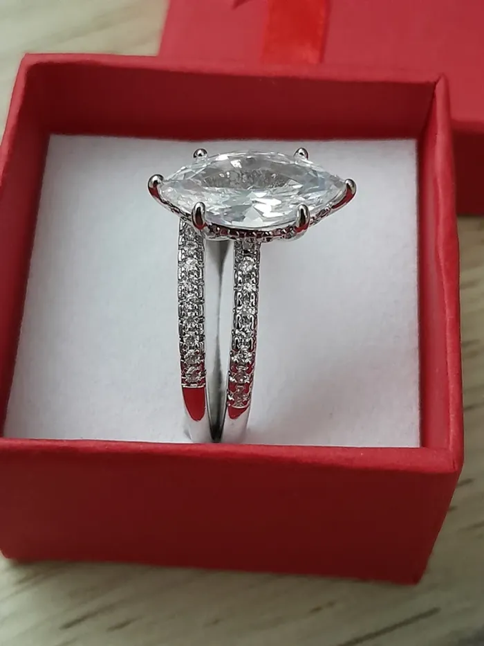 Ensemble de 2 bagues, Alliance + Bague coupe marquise, taille 60 - N° 02 - photo numéro 3