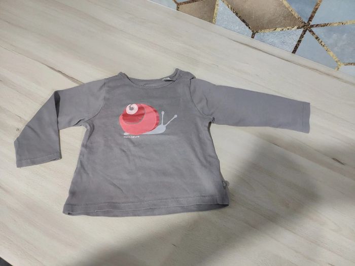 T shirt manches longues léger 12 mois bébé fille escargot