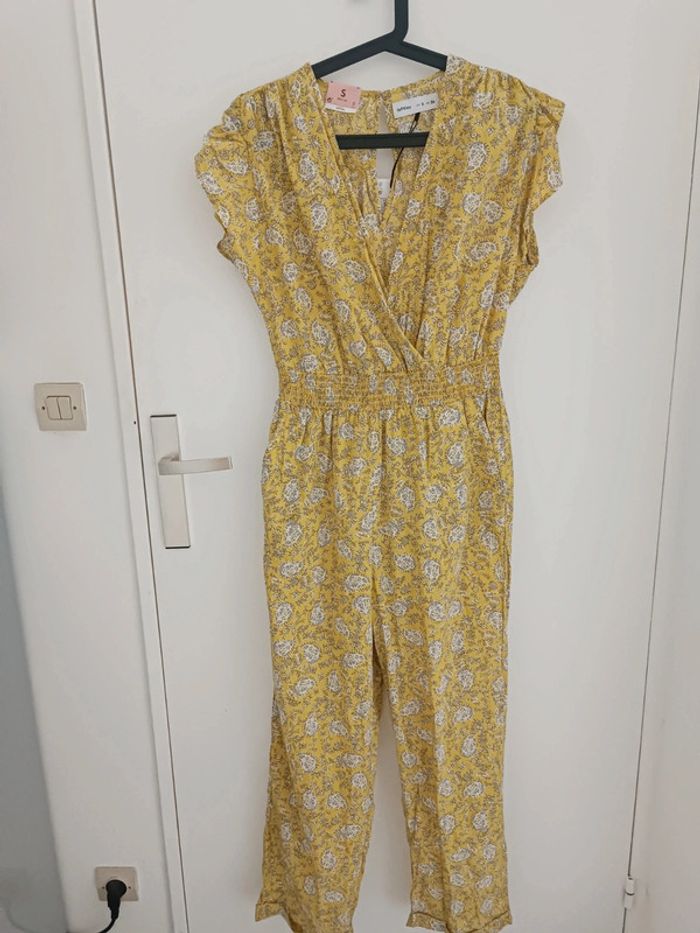 Combinaison d'été 100% coton jaune motif fleurs Taille S Lefties Neuf avec étiquette - photo numéro 3