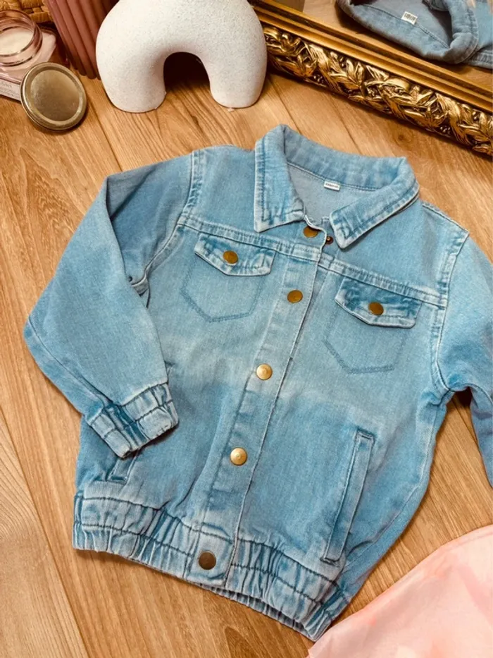 Taille 5-6 ans veste en jean et chèche fille bleue rose 🌺 - photo numéro 2