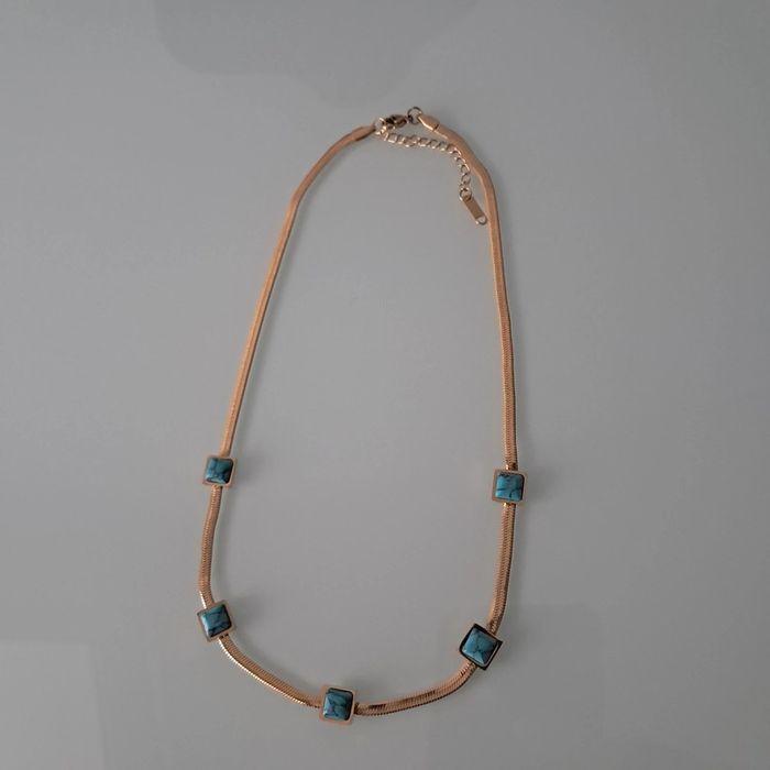 Parure maille serpent doré et turquoise - photo numéro 4