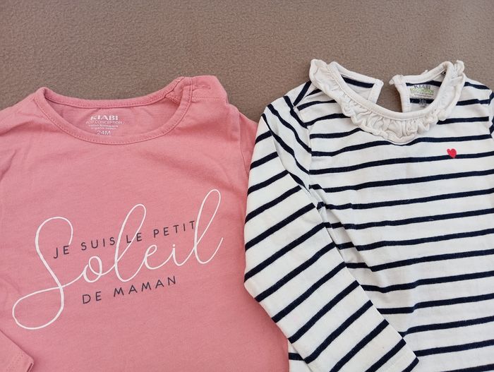 đ·ïž Lot 2 T-shirts Manches Longues Fille - 24 mois - photo numĂ©ro 2