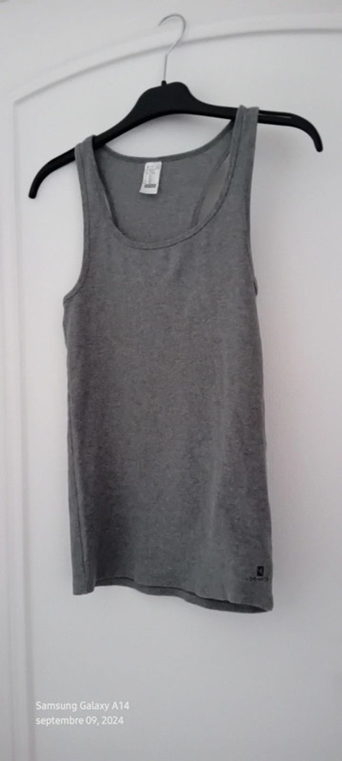 Débardeur de sport maille côtelée domyos gris femme M décathlon - photo numéro 9