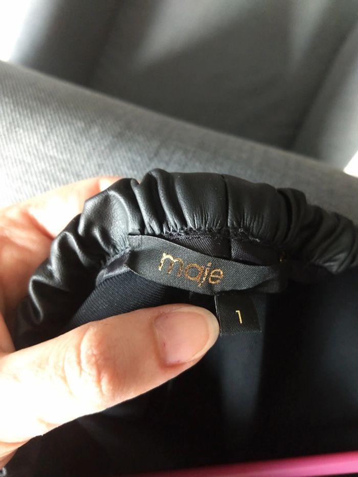 Robe fourreau noir col cuir Taille 1 - photo numéro 4