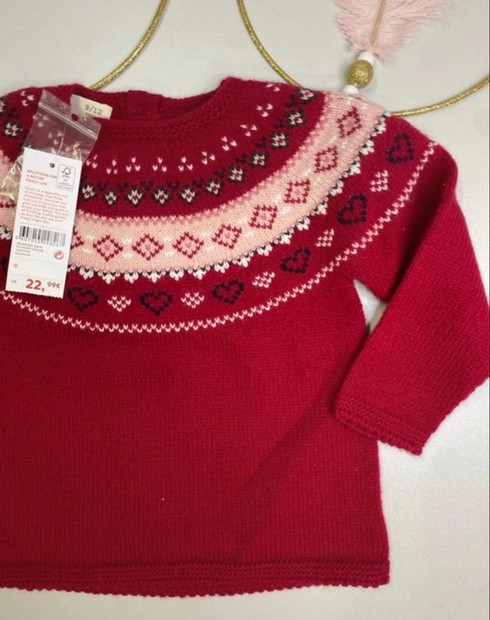 Pull bébé fille tricot - neuf - Zippy - Taille 9 mois - photo numéro 2