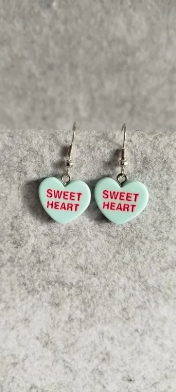 🍄 Boucles d’oreilles ▪ cœur bleu pastel Sweet Heart