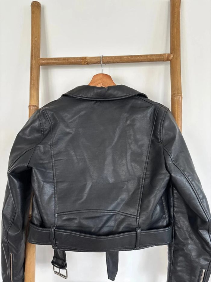 Veste en cuir noire Zara taille M - photo numéro 7