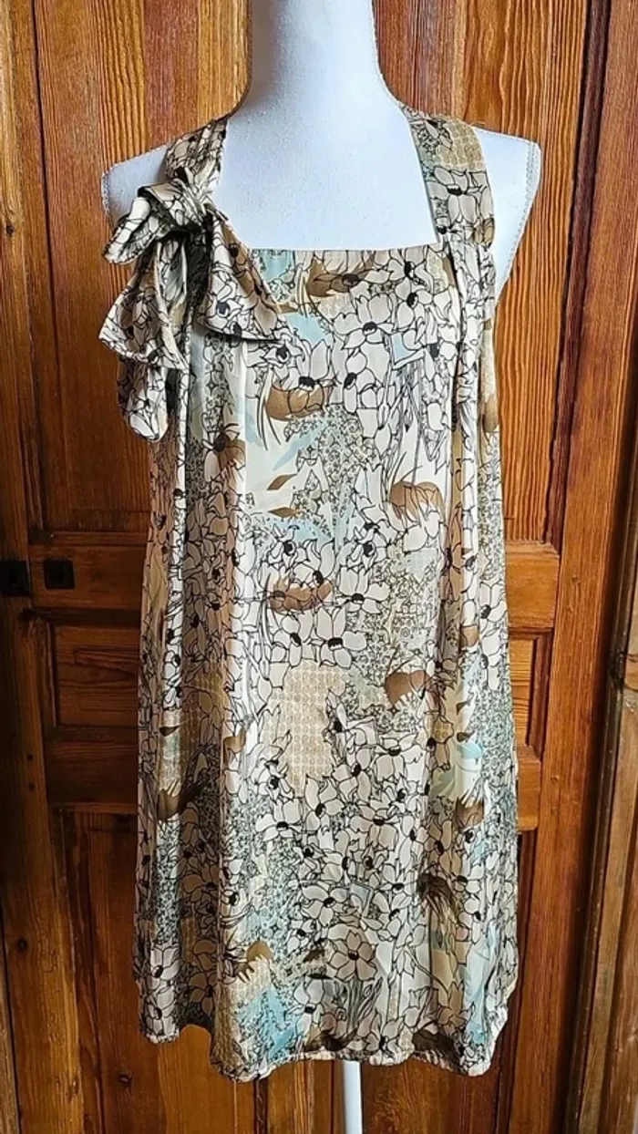 Robe vintage imprime floral avec noeud