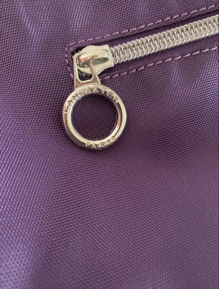 Sac à main violet petit noeud Lancaster tissu Paris prune - photo numéro 10