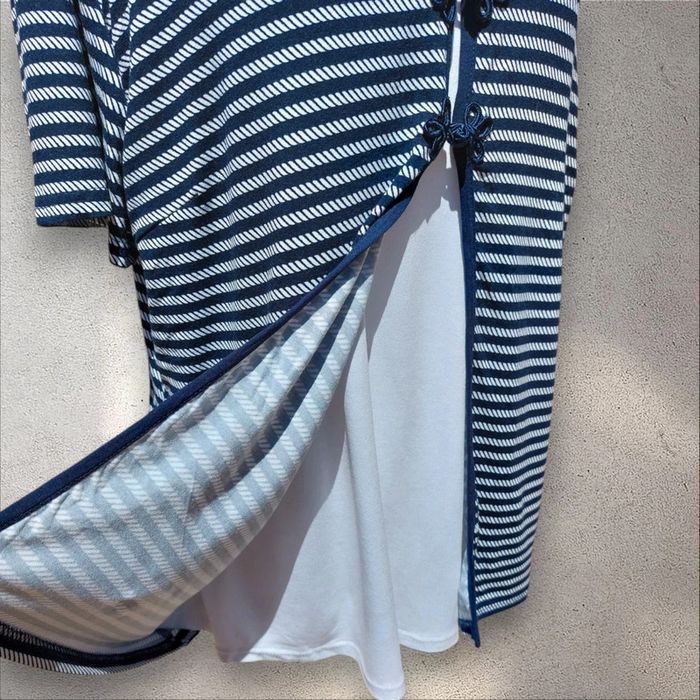 Blouse fluide manches courtes 2 en 1 marinière taille 46-48 - photo numéro 6