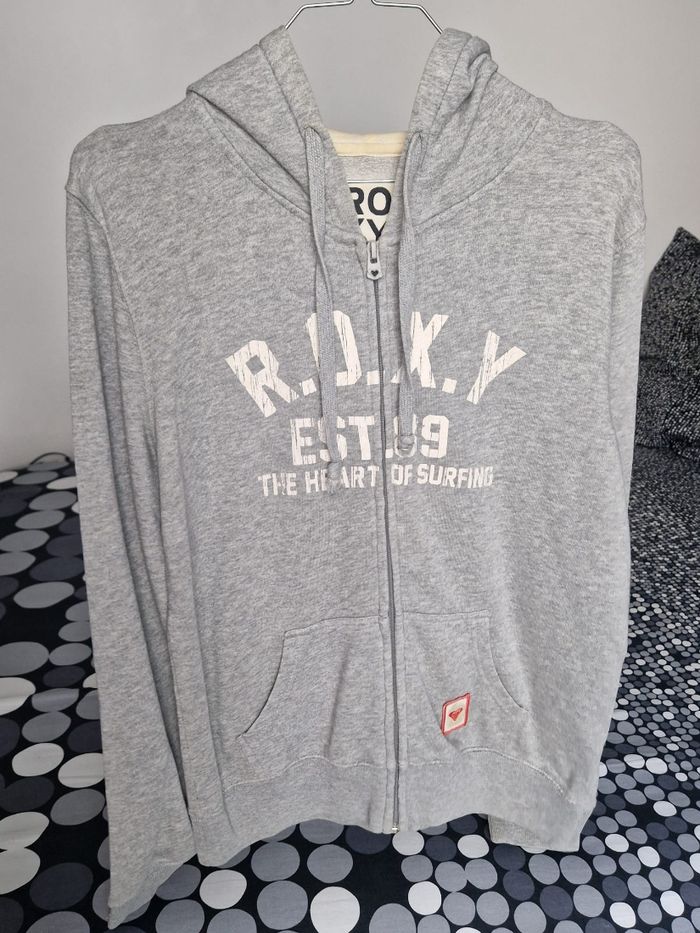 Veste à capuche zippé Roxy gris chiné – “The Heart of Surfing”