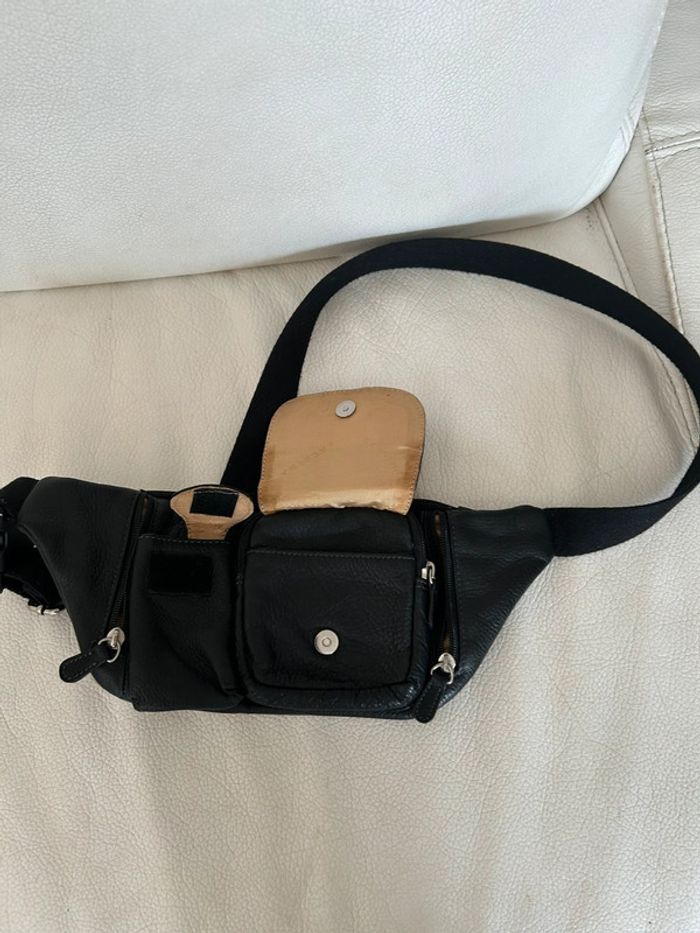 Banane adulte type cuir noir / sac de taille - photo numéro 2