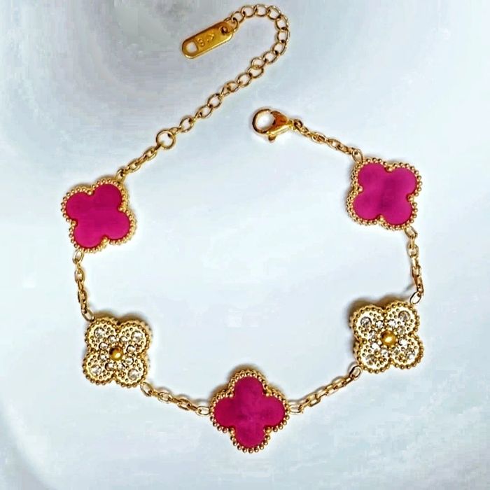 Promo Bracelet Inoxydable neuf 18k trèfle 1,2 cm porte-bonheur élégant et résistant à l'eau 💦