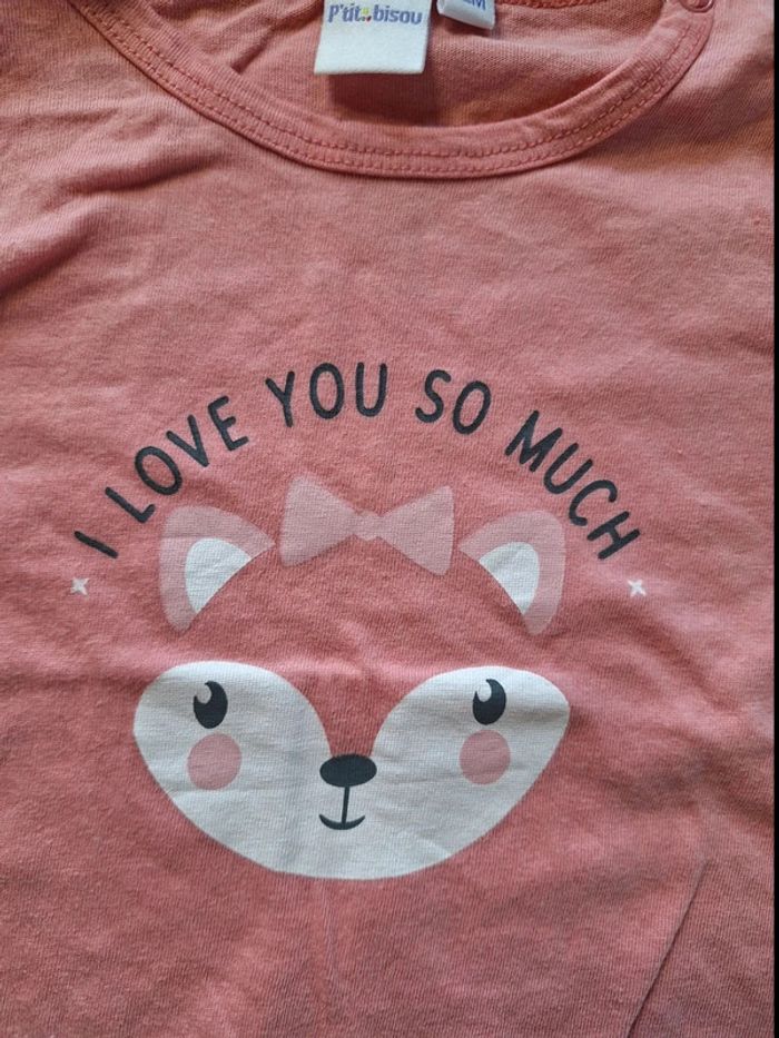 T-shirt manches courtes pour fille taille 12mois marque p'tit bisou très bon état - photo numéro 4