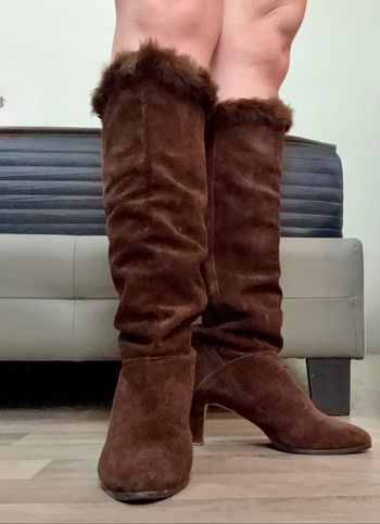 Bottes à talons aiguilles marron avec fourrure - Taille 41