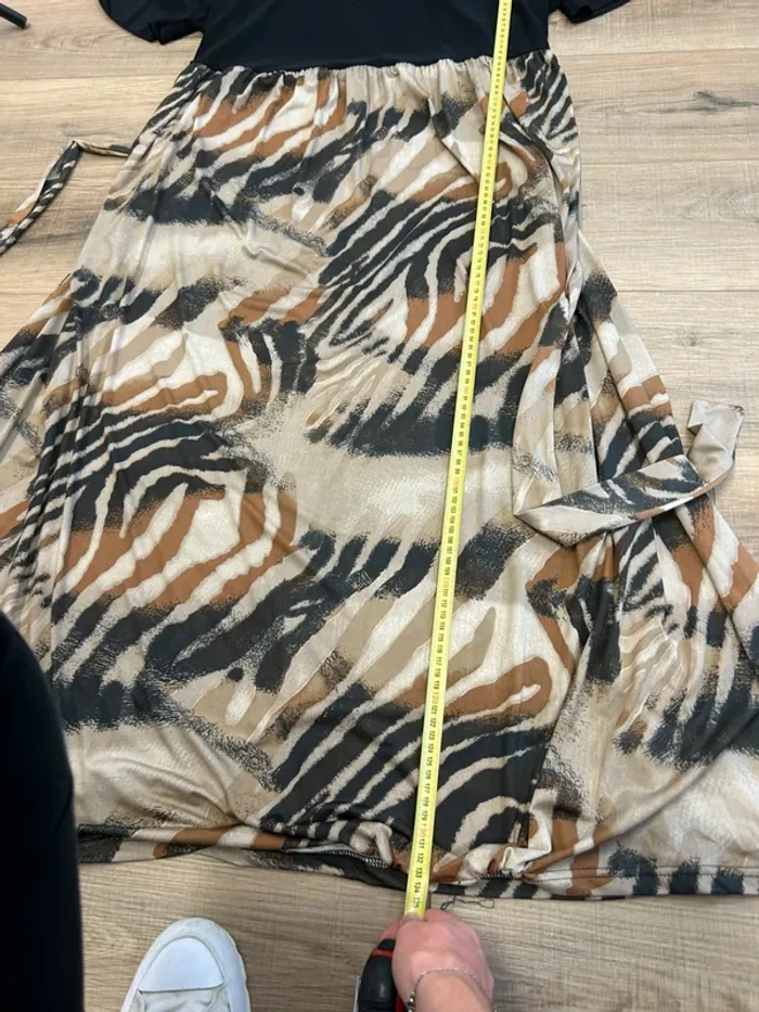 Robe femme robe longue femme été robe automne noir beige motifs taille 54 taille 56 neuf - photo numéro 6