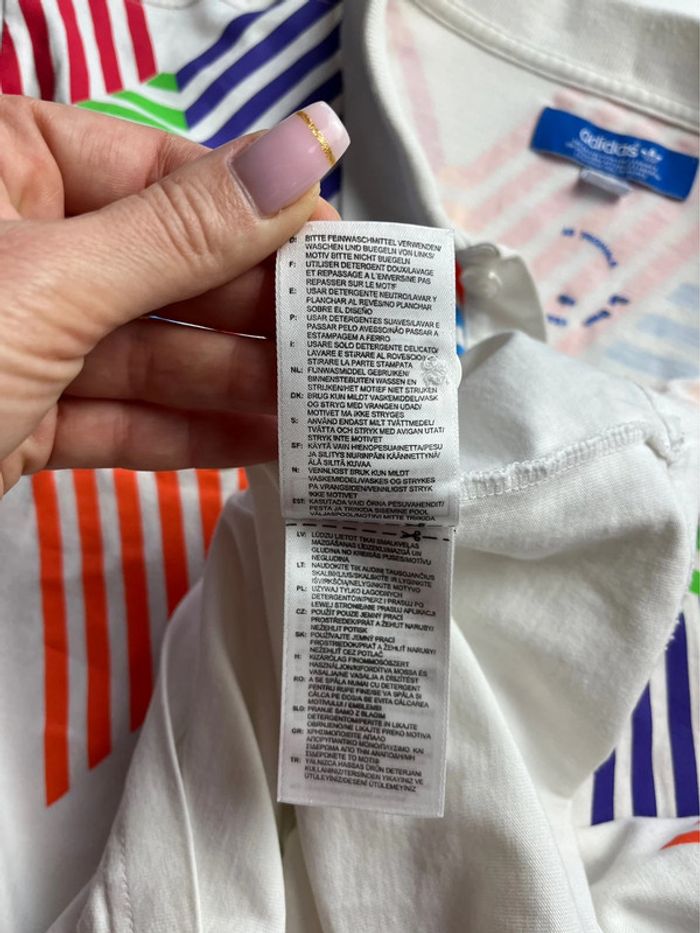 Polo/t.shirt blanc et arc en ciel Adidas pour homme en taille S - photo numéro 7
