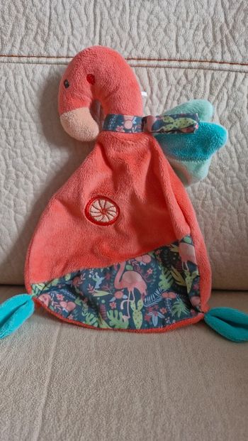 Doudou plat Flamant rose pusblu