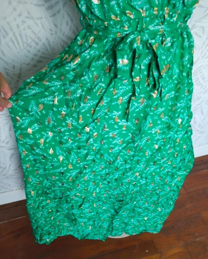 Magnifique robe longue femme été avec dorures taille 36 38 S M - photo numéro 7